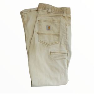 Carhartt 34x32 (34x30 Actual) Tan Khaki Canvas Relaxed Fit Carpenter Work Pant